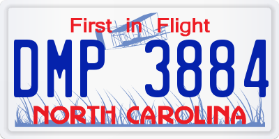 NC license plate DMP3884
