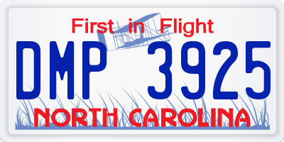 NC license plate DMP3925