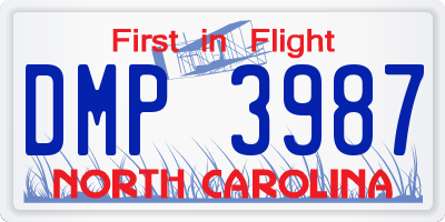 NC license plate DMP3987