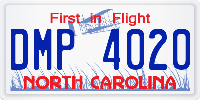 NC license plate DMP4020