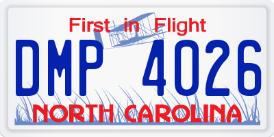 NC license plate DMP4026