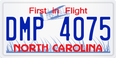 NC license plate DMP4075