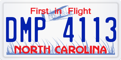 NC license plate DMP4113