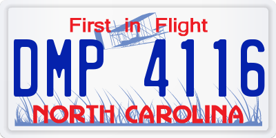 NC license plate DMP4116