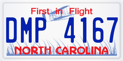 NC license plate DMP4167