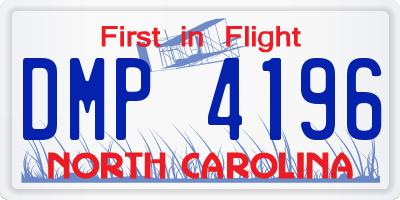 NC license plate DMP4196