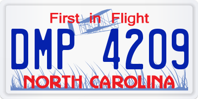 NC license plate DMP4209