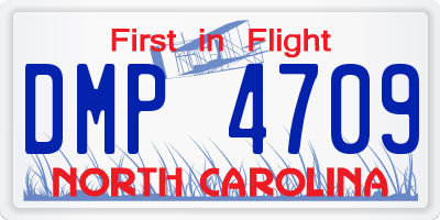 NC license plate DMP4709