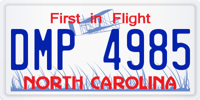 NC license plate DMP4985