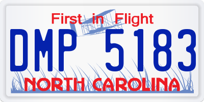 NC license plate DMP5183