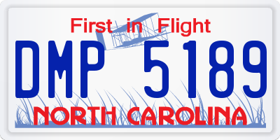 NC license plate DMP5189