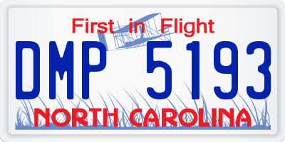 NC license plate DMP5193