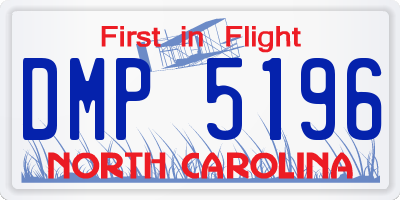 NC license plate DMP5196