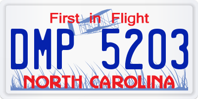 NC license plate DMP5203