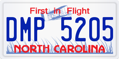 NC license plate DMP5205