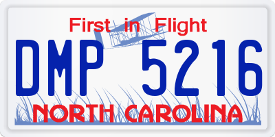 NC license plate DMP5216