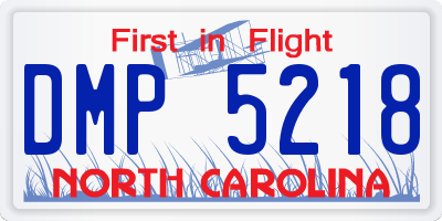 NC license plate DMP5218