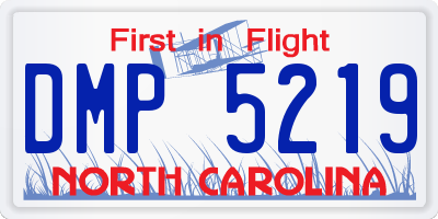 NC license plate DMP5219