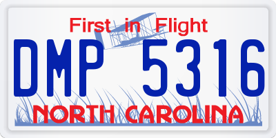 NC license plate DMP5316