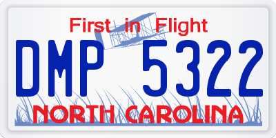 NC license plate DMP5322