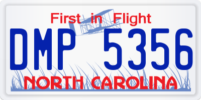 NC license plate DMP5356