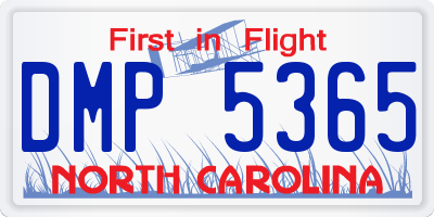 NC license plate DMP5365
