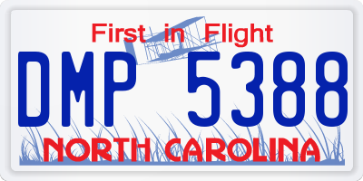 NC license plate DMP5388