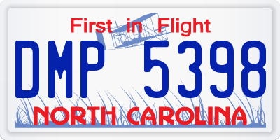 NC license plate DMP5398