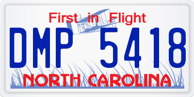 NC license plate DMP5418