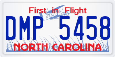 NC license plate DMP5458