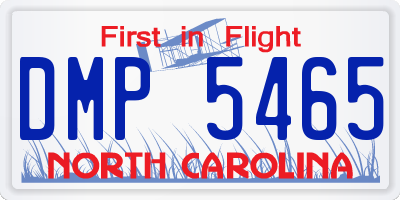 NC license plate DMP5465