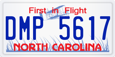 NC license plate DMP5617