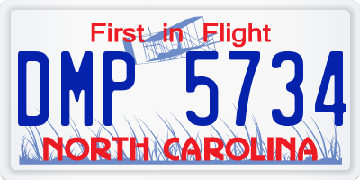 NC license plate DMP5734