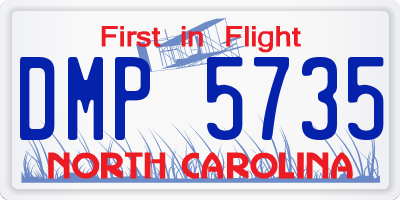 NC license plate DMP5735