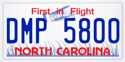 NC license plate DMP5800