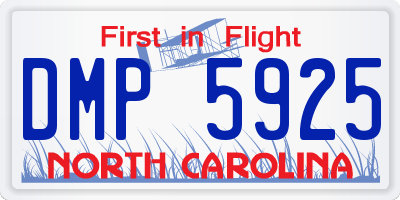 NC license plate DMP5925