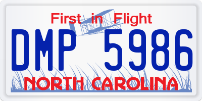 NC license plate DMP5986