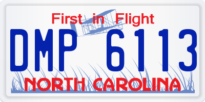 NC license plate DMP6113
