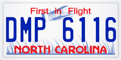 NC license plate DMP6116