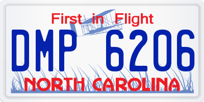 NC license plate DMP6206