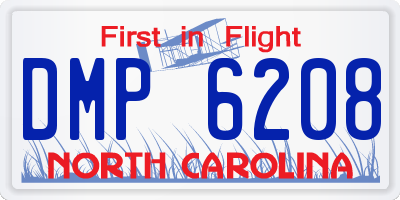 NC license plate DMP6208