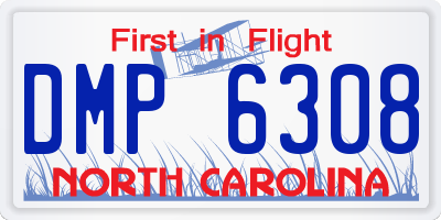 NC license plate DMP6308