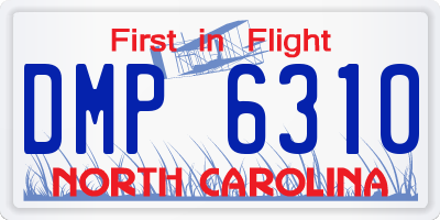 NC license plate DMP6310