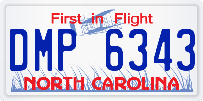 NC license plate DMP6343