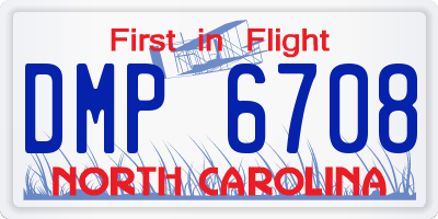 NC license plate DMP6708