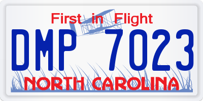NC license plate DMP7023