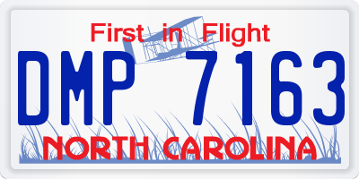 NC license plate DMP7163