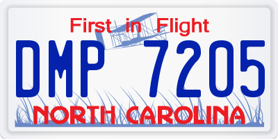 NC license plate DMP7205