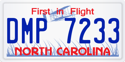 NC license plate DMP7233