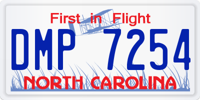 NC license plate DMP7254